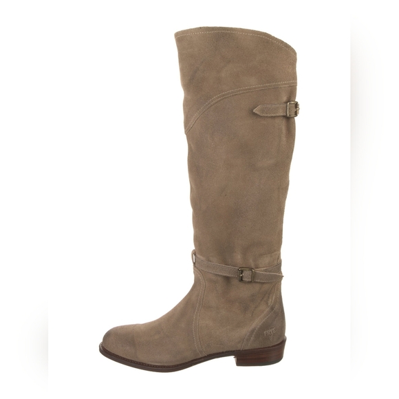 Frye Dorado Suede Boots Tan Size 8 Sand Suede Knee High Boho Classic Preppy - Picture 1 of 11